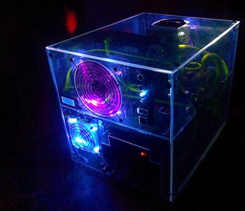 Моддинг корпуса Sunbeam UFO ACUF-HUVB Transparent Clear Acrylic ATX Cube Computer Case: